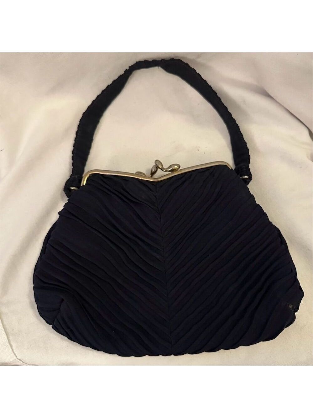 Vintage 1940s Black Fabric Handbag by Julius Resnick